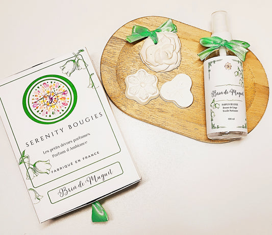 Parfum de linge brin de muguet et ses  4 décors à parfumer coffret